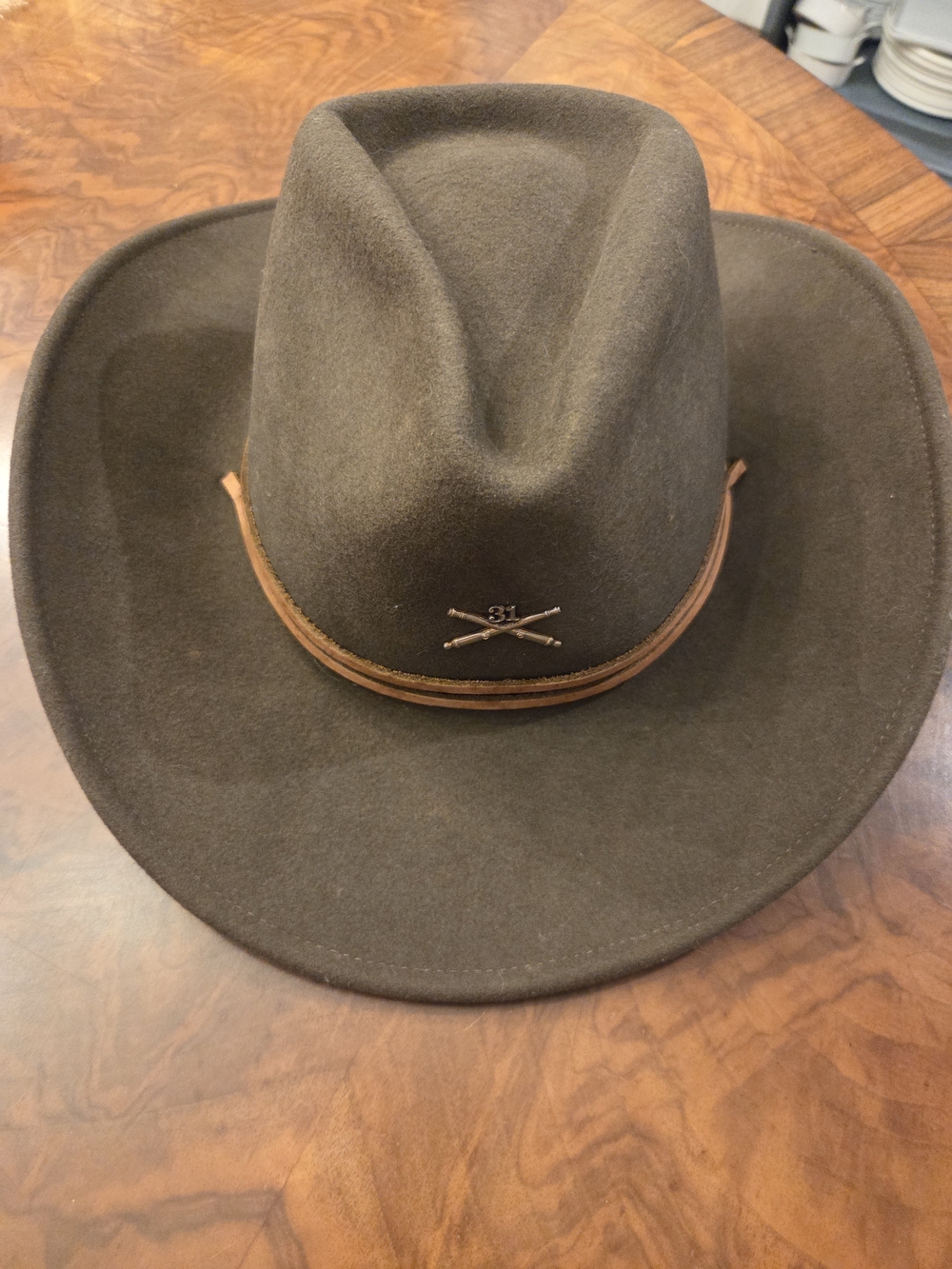 Women's Brown Felt Western Hat with Leather Band Accent